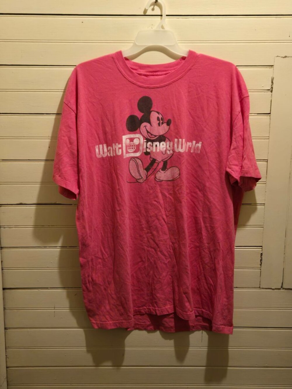Disney Mickey Mouse T-Shirt Mens 2XL Pink Walt Disney World Graphic Tee Hanes